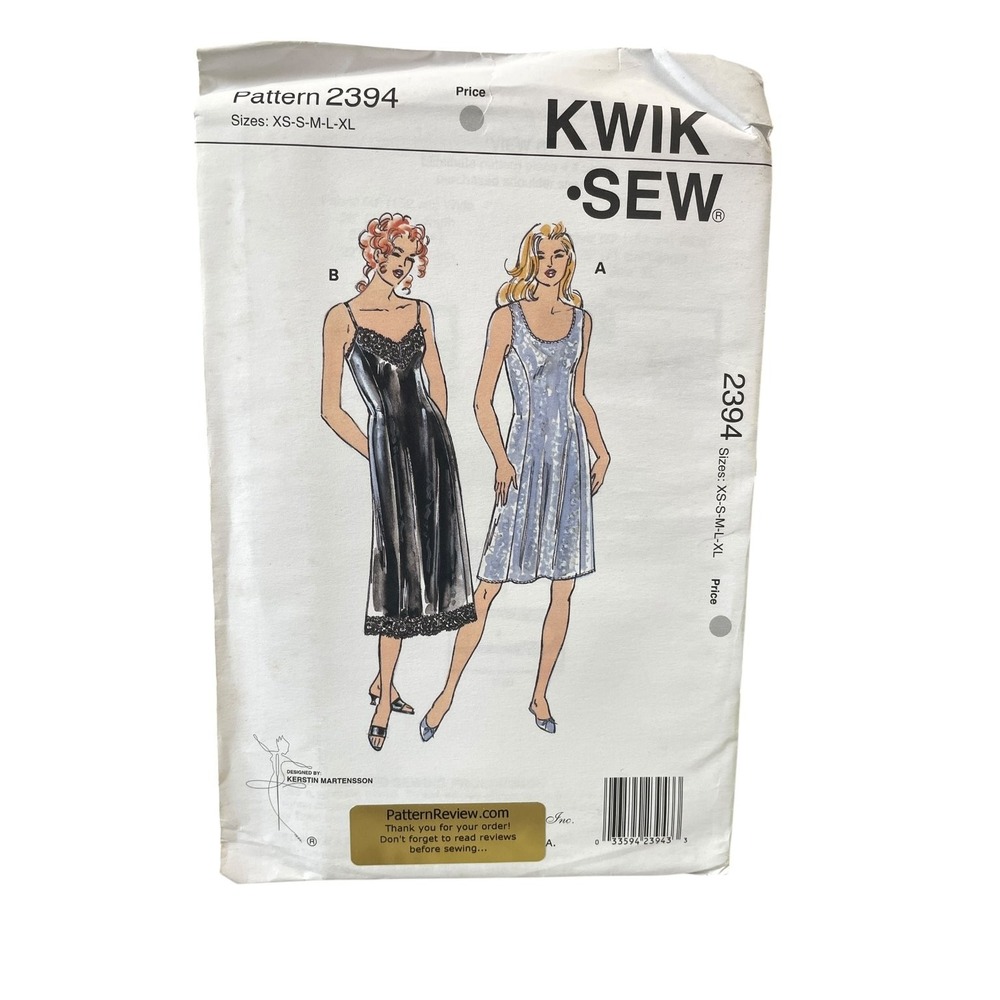 KWIK‎ SEW 2394 Misses Slip Chemise Nightgown XS-XL Stretch Knit 1990s